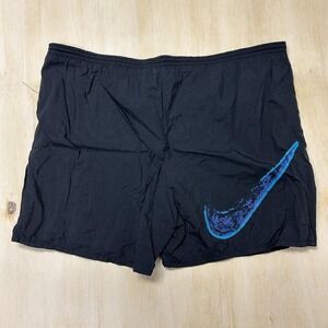 Vintage Nike Swim Shorts Mens Large Black Mesh Lined Elastic Waist Swoosh Trunks